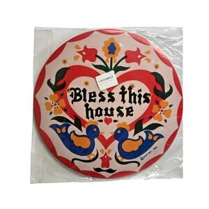 Pennsylvania Dutch Bless This House Metal Sign Vintage Dove 12'' Diameter